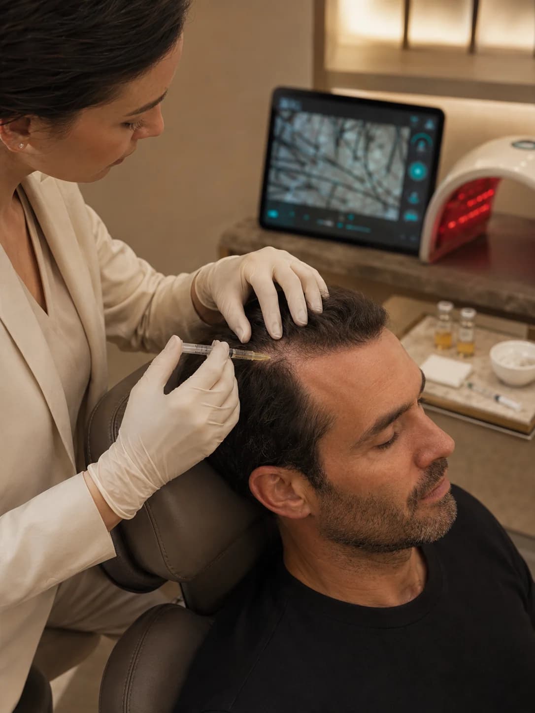 Regenerative hair therapy - scalp treatment session